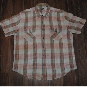 Royal Robbins Snap Short Sleeve Striped Brown Shirt XL Regular Fit Chest 48"